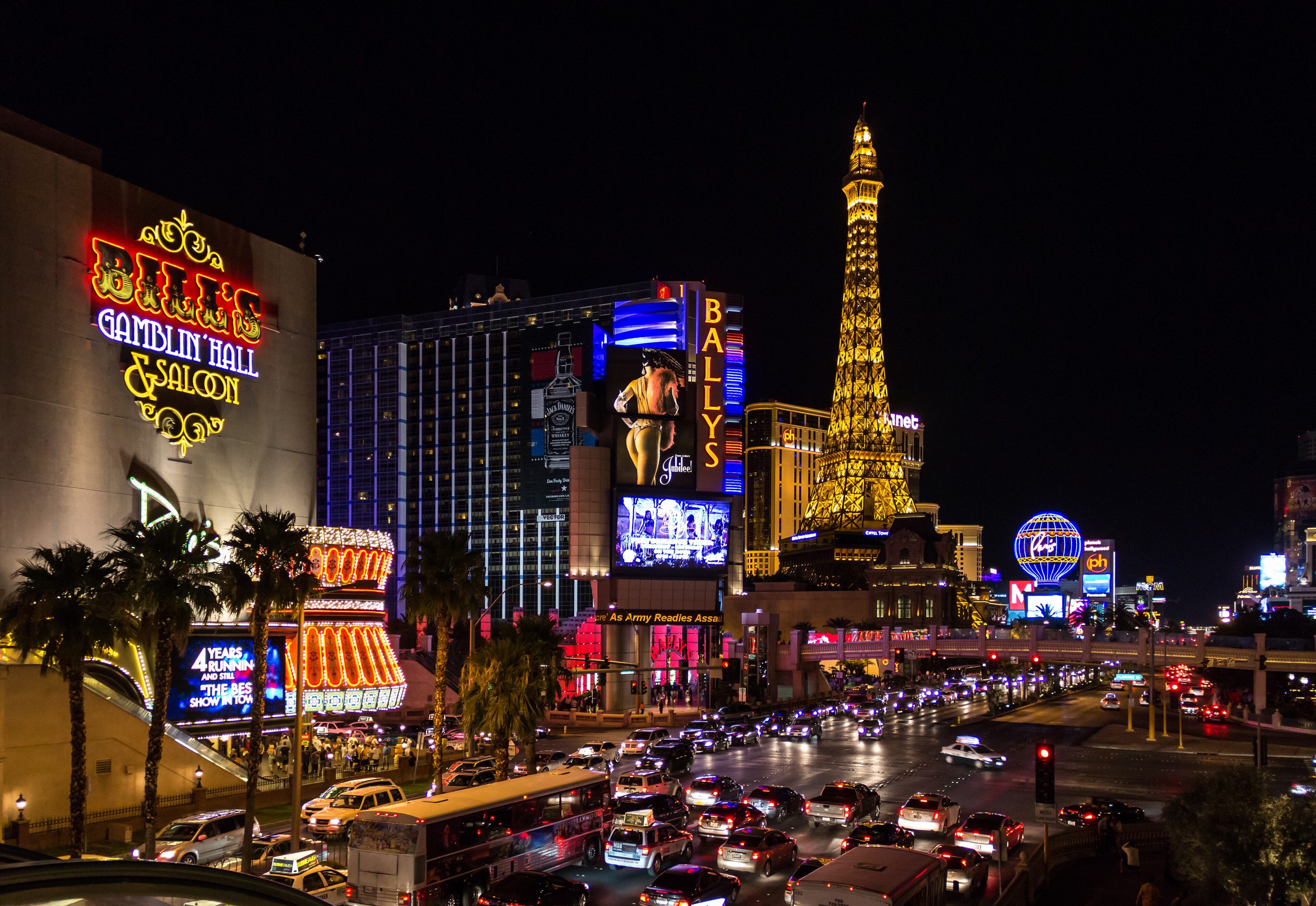 The Las Vegas Strip lit up at night.