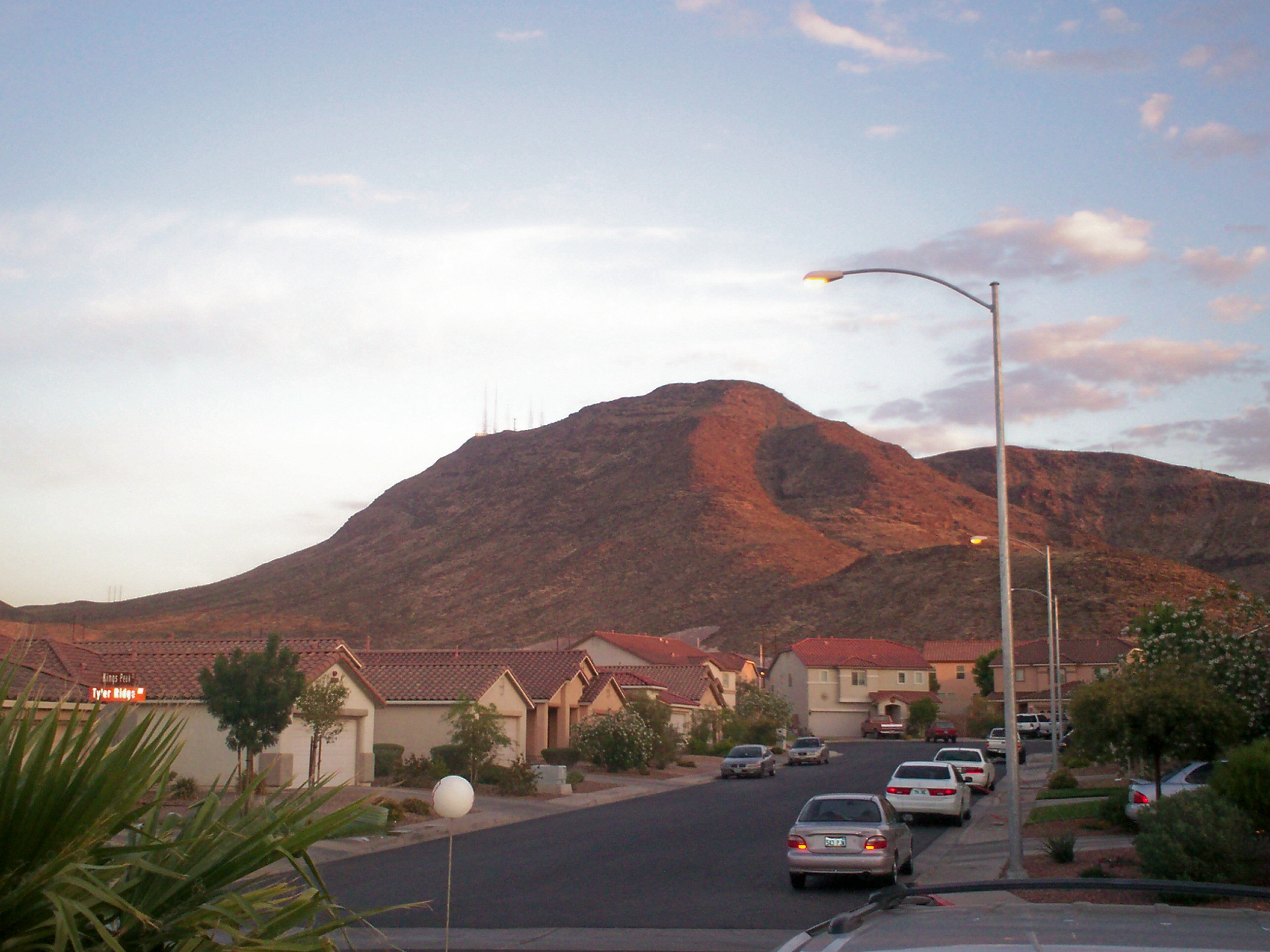 Las Vegas valley neighbourhoods beneath the surrounding desert mountains.
