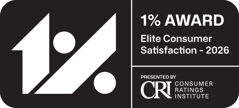 1% Award for Elite Consumer Satisfaction 2026, presented by Consumer Ratings Institute