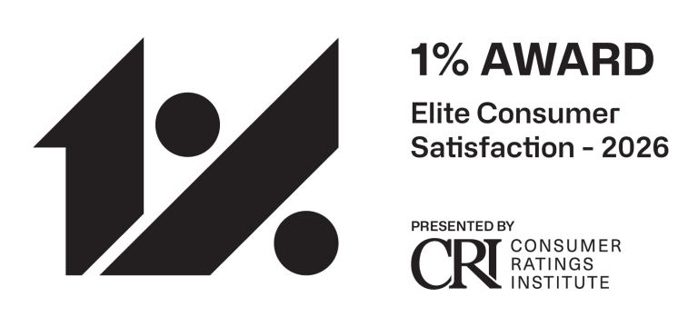 1% Award for Elite Consumer Satisfaction 2026, presented by Consumer Ratings Institute